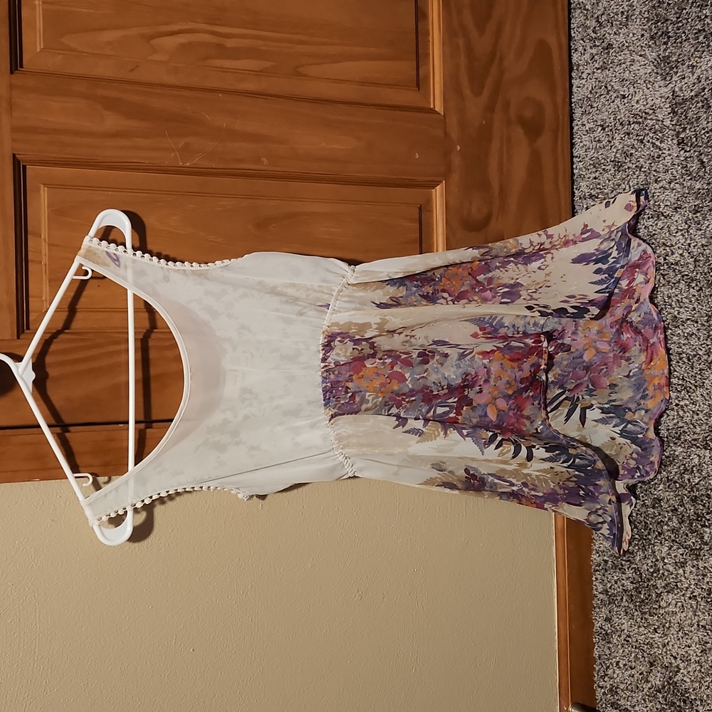 Sheer and lace high low tank